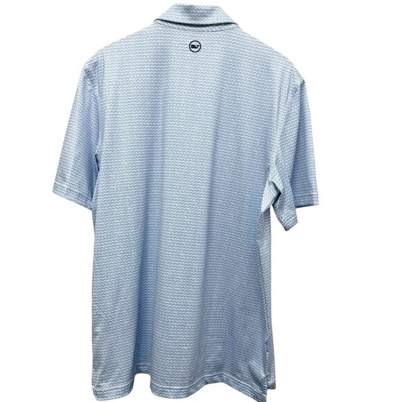 VINEYARD VINES Mens Polo Shirt Large Light Blue Print Performance Golf Preppy - Picture 4 of 9